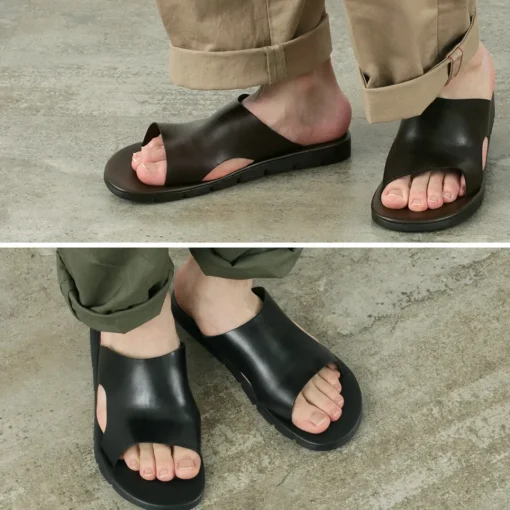ANTICHI ROMANI / Leather slide sandal