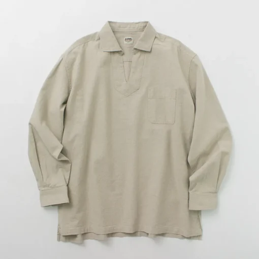 BARNS / Cotton linen skipper button works concho shirt