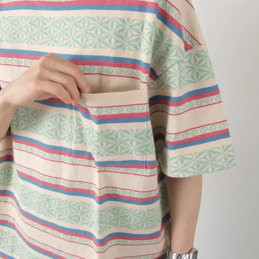 GOHEMP / Wide Slit T-Shirt Hemp Leaf Jacquard