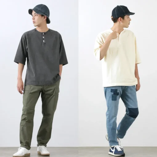 GOOD ON / Half Sleeve Heavy Retro Henry Neck T-Shirt
