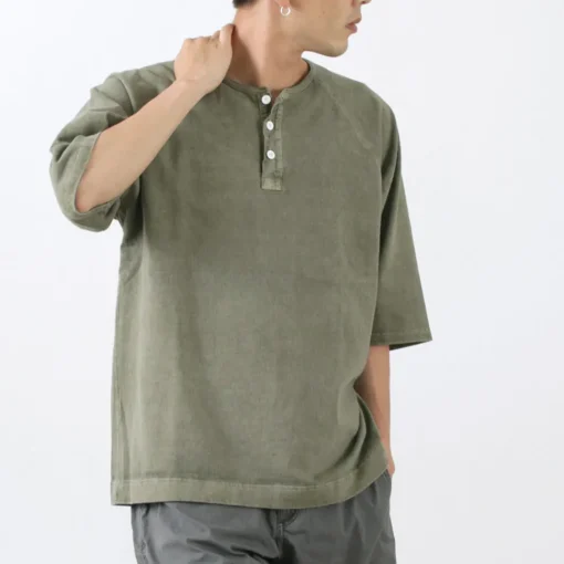GOOD ON / Half Sleeve Heavy Retro Henry Neck T-Shirt