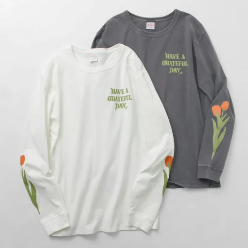 HAVE A GRATEFUL DAY / Tulip & Logo Long Sleeve T-shirt