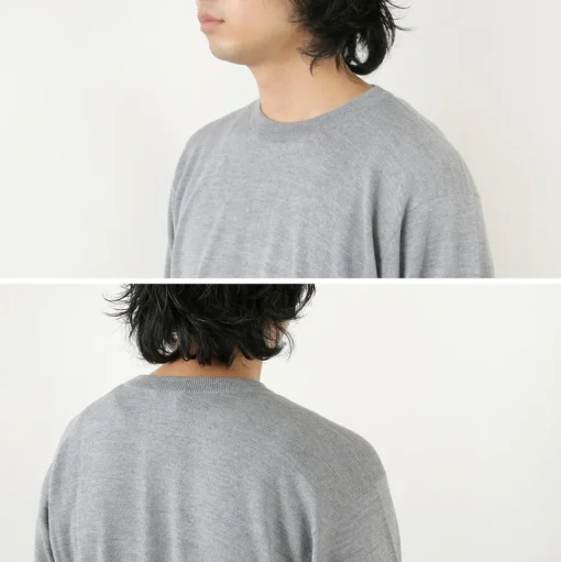 JOHN SMEDLEY / Merino Wool 24 Gauge Crew Neck Knit