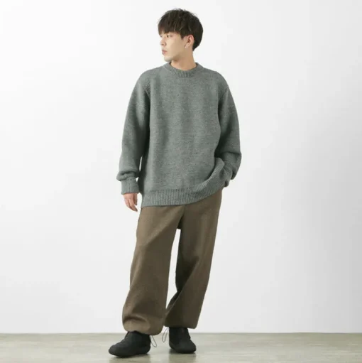 KERRY WOOLLEN MILLS / 5 Gauge 2 Ply Pearl Stitch Drop Shoulder Crew Neck Knit