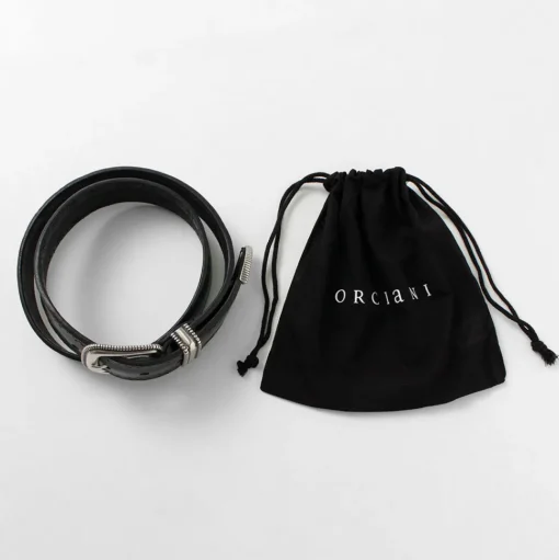 ORCIANI / Bull Soft punched leather belt with metal tip