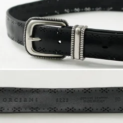 ORCIANI / Bull Soft punched leather belt with metal tip