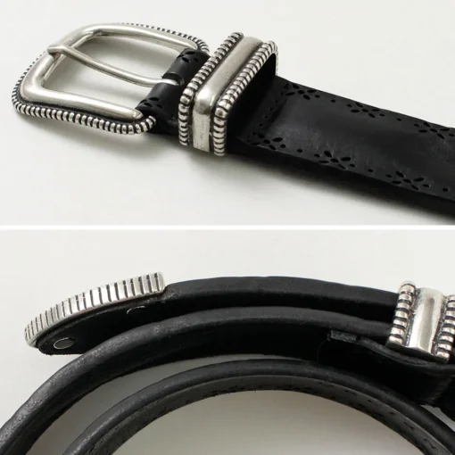ORCIANI / Bull Soft punched leather belt with metal tip