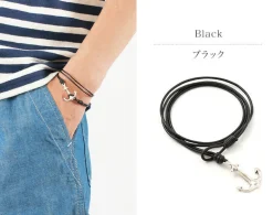 PHADUA / Anchor Leather Wrap Bracelet / Silver