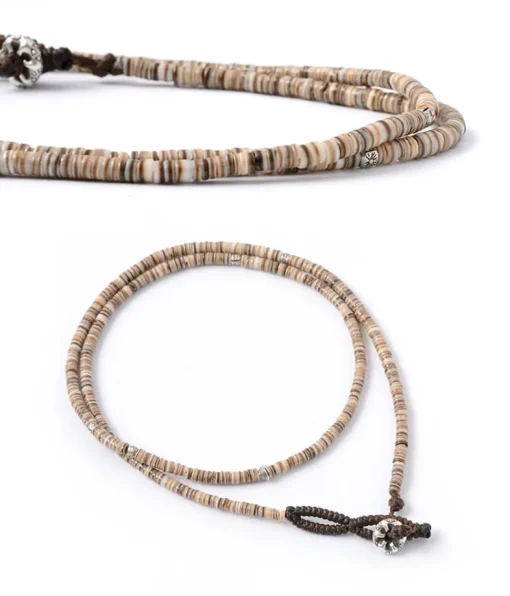 PHADUA / Brown shell beaded waxed cord 3 way accessory
