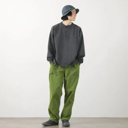 REMI RELIEF / Melange Jersey Long Sleeve Henley Neck Pocket T-Shirt