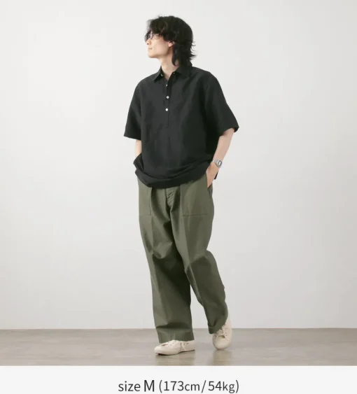 ROCOCO / Cupro linen woven poloshirt