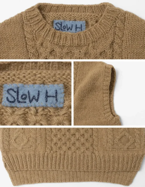 SLOW HANDS / Vegetable Dye Aran Drop Shoulder Knit Vest