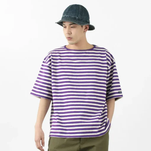 TIEASY / HDCS Big stripe boat-neck T-shirt
