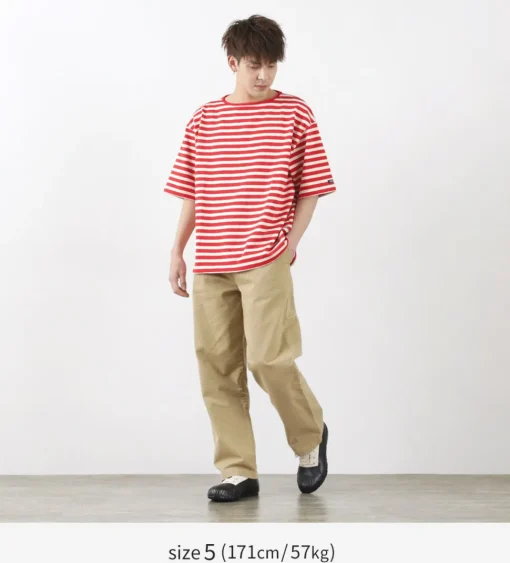 TIEASY / HDCS Big stripe boat-neck T-shirt