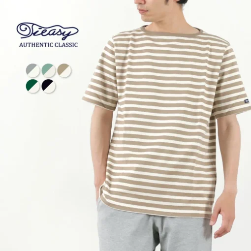 TIEASY / HDCS Boatneck Short Sleeve Striped Basque Shirt