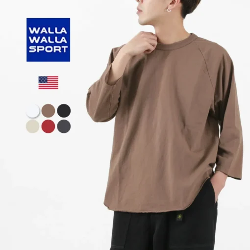 WALLA WALLA SPORT / Three quarter sleeves Baseball T-Shirt Solid